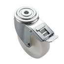 200mm Braked Swivel Castor White Nylon Wheel Roller Bearing 12mm Bolt Hole 200kg Load Capacity 5