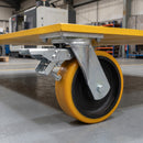 200mm Braked Swivel Castor Yellow Polyurethane on Cast Iron Wheel Top Plate 1200kg Load Capacity 3