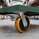 200mm Braked Swivel Castor Yellow Polyurethane on Cast Iron Wheel Top Plate 1200kg Load Capacity 4