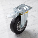 200mm Directional Lock Castor Black Rubber on Aluminium Wheel Ball Bearing Top Plate 500kg Load Capacity 4