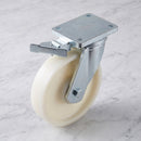 200mm Directional Lock Castor White Cast Nylon Wheel Ball Bearing Top Plate 1000kg Load Capacity 2