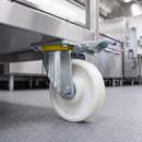 200mm Directional Lock Castor White Nylon Wheel Ball Bearing Top Plate 800kg Load Capacity 1