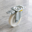 200mm Directional Lock Castor White Nylon Wheel Ball Bearing Top Plate 800kg Load Capacity 2