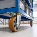 200mm Directional Lock Castor Yellow Polyurethane on Aluminium Wheel Ball Bearing Top Plate 800kg Load Capacity 3