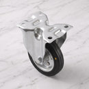 200mm Fixed Castor Black Anti-Static Rubber Wheel Roller Bearing Top Plate 205kg Load Capacity 2