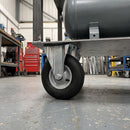 200mm Fixed Castor Black Pneumatic Wheel Metal Centre Roller Bearing Top Plate 75kg Load Capacity 3