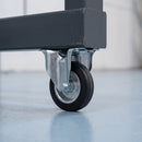 200mm Fixed Castor Black Rubber on Pressed Steel Wheel Roller Bearing Top Plate 205kg Load Capacity 3