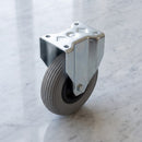 200mm Fixed Castor Grey Non-Marking Pneumatic Wheel Roller Bearing Top Plate 75kg Load Capacity 1
