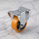 200mm Fixed Castor Yellow Polyurethane on Aluminium Wheel Ball Bearing Top Plate 800kg Load Capacity 2