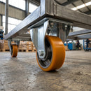 200mm Fixed Castor Yellow Polyurethane on Aluminium Wheel Ball Bearing Top Plate 800kg Load Capacity 3
