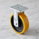200mm Fixed Castor Yellow Polyurethane on Cast Iron Wheel 175 x 140mm Top Plate 1400kg Load Capacity 2