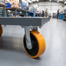 200mm Fixed Castor Yellow Polyurethane on Cast Iron Wheel 175 x 140mm Top Plate 1400kg Load Capacity 3