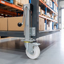200mm Heavy Duty Braked Swivel Jacking Castor White Nylon Wheel Roller Bearing 200mm Lift 600kg Load Capacity 1