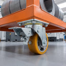200mm Leading Brake Castor Yellow Polyurethane on Aluminium Wheel Ball Bearing Top Plate 800kg Load Capacity 3