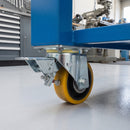 200mm Leading Brake Castor Yellow Polyurethane on Cast Iron Wheel Ball Bearing Top Plate 800kg Load Capacity 3
