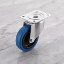 200mm swivel top plate castor blue non-marking rubber wheel 400kg on grey marble