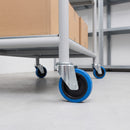200mm Swivel Castor Blue Non-Marking Rubber on Polypropylene Wheel Roller Bearing 12mm Bolt Hole 200kg Load Capacity 1