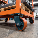 200mm Swivel Castor Orange Polyurethane on Cast Iron Wheel Ball Bearing Top Plate 1000kg Load Capacity 1