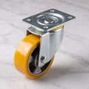 200mm Swivel Castor Yellow Polyurethane on Aluminium Wheel Ball Bearing Top Plate 800kg Load Capacity 4