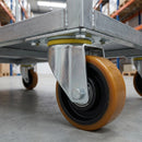 200mm Swivel Castor Yellow Polyurethane on Cast Iron Wheel Ball Bearing Top Plate 800kg Load Capacity 3