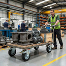 200mm Pressed Steel Swivel Castor Wheel with Directional Brake & Top Plate - Black Rubber - 180kg Load
