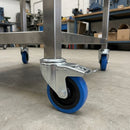 100mm Braked Bolt Hole Castor - Blue Non-Marking Rubber Wheel