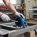 Premium 125mm Diameter Blue Elastic Rubber Tyred Wheel with Nylon Centre and 200Kg Load Capacity