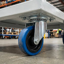 80mm Blue Non-Marking Rubber Swivel Castor - 150kg Load Capacity