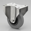 160mm Fixed Stainless Steel Castor Grey Rubber Wheel