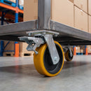 250mm Braked Swivel Castor Yellow Polyurethane on Cast Iron Wheel 175 x 140mm Top Plate 1800kg Load Capacity 1