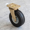 250mm Directional Lock Swivel Castor Black Elastic Rubber Wheel Ribbed Tread Ball Bearing Top Plate 450kg Load Capacity 4
