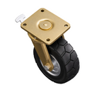 250mm Directional Lock Swivel Castor Black Elastic Rubber Wheel Wide Block Tread Ball Bearing Top Plate 600kg Load Capacity 2