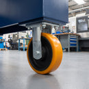 250mm Fixed Castor Yellow Polyurethane on Cast Iron Wheel 138 x 110mm Top Plate 1400kg Load Capacity 3
