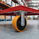 250mm Fixed Castor Yellow Polyurethane on Cast Iron Wheel 138 x 110mm Top Plate 1400kg Load Capacity 4