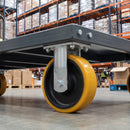 250mm Fixed Castor Yellow Polyurethane on Cast Iron Wheel 200 x 160mm Top Plate 1700kg Load Capacity 1