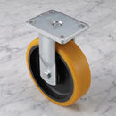 250mm Fixed Castor Yellow Polyurethane on Cast Iron Wheel 200 x 160mm Top Plate 1700kg Load Capacity 2