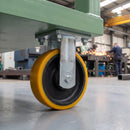 250mm Fixed Castor Yellow Polyurethane on Cast Iron Wheel 200 x 160mm Top Plate 1700kg Load Capacity 3