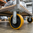 250mm Fixed Castor Yellow Polyurethane on Cast Iron Wheel 200 x 160mm Top Plate 1700kg Load Capacity 4