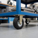 250mm Heavy Duty Fixed Castor Black Elastic Rubber Wheel Block Rib Tread Ball Bearing Top Plate 450kg Load Capacity 1