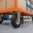250mm Heavy Duty Fixed Castor Black Elastic Rubber Wheel Block Rib Tread Ball Bearing Top Plate 450kg Load Capacity 3