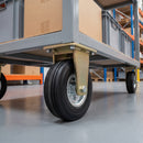 250mm Heavy Duty Fixed Castor Black Elastic Rubber Wheel Ribbed Tread Ball Bearing Top Plate 600kg Load Capacity 1