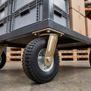 250mm Heavy Duty Swivel Castor Black Elastic Rubber Wheel Block Rib Tread Ball Bearing Top Plate 450kg Load Capacity 1