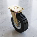 250mm Heavy Duty Swivel Castor Black Elastic Rubber Wheel Ribbed Tread Ball Bearing Top Plate 600kg Load Capacity 2
