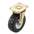 250mm Heavy Duty Swivel Castor Black Elastic Rubber Wheel Wide Block Tread Ball Bearing Top Plate 600kg Load Capacity 2