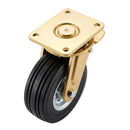 250mm Leading Brake Swivel Castor Black Elastic Rubber Wheel Ribbed Tread Ball Bearing Top Plate 600kg Load Capacity 2