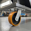 250mm Swivel Fabricated Castor Yellow Polyurethane on Cast Iron Wheel Ball Bearing 175 x 140mm Top Plate 1800kg Load Capacity 3