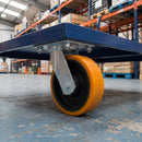 250mm Swivel Fabricated Castor Yellow Polyurethane on Cast Iron Wheel Ball Bearing 175 x 140mm Top Plate 1800kg Load Capacity 4