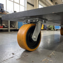 250mm Swivel Fabricated Castor Yellow Polyurethane on Cast Iron Wheel Ball Bearing Top Plate 1700kg Load Capacity 3