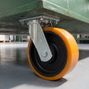 250mm Swivel Fabricated Castor Yellow Polyurethane on Cast Iron Wheel Ball Bearing Top Plate