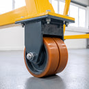 250mm Twin Wheel Fixed Gantry Castor Orange Polyurethane on Cast Iron Wheel Top Plate 2800kg Load Capacity 4